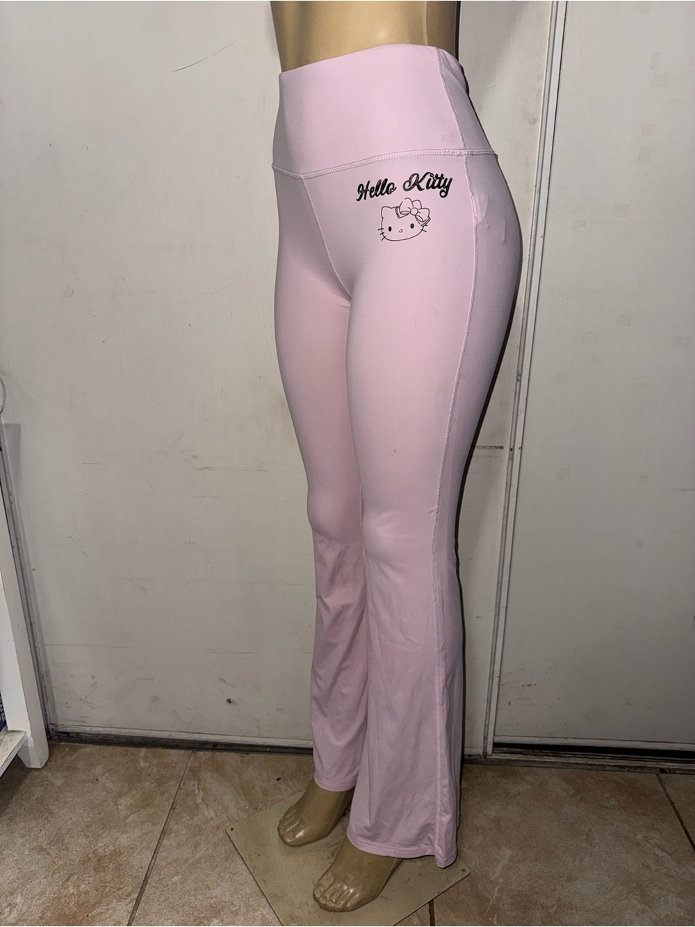 Hello Kitty Light Pink Flared Leggings High Waist